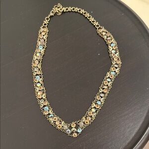 Elegant Gold and Blue Gemstone Necklace